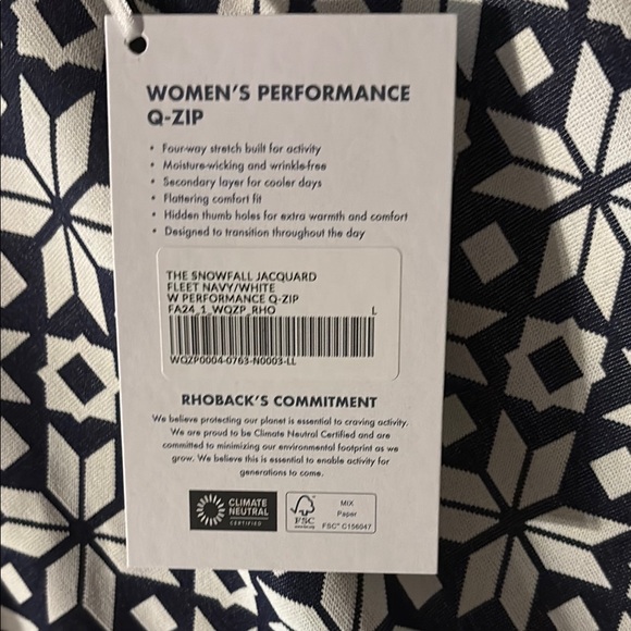 Navy and White Rhoback Quarter zip NEW WITH TAGS - Picture 2 of 5